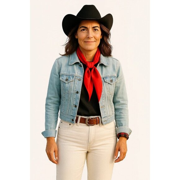 Red Wild Rag Large Scarf 23x23" Western Accessory Cowgirl or Cowboy - Picture 3 of 7